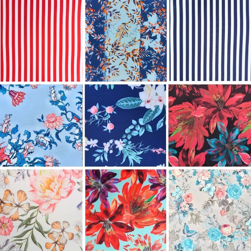 Korte wikkelblouse (9 prints) met kopmouw