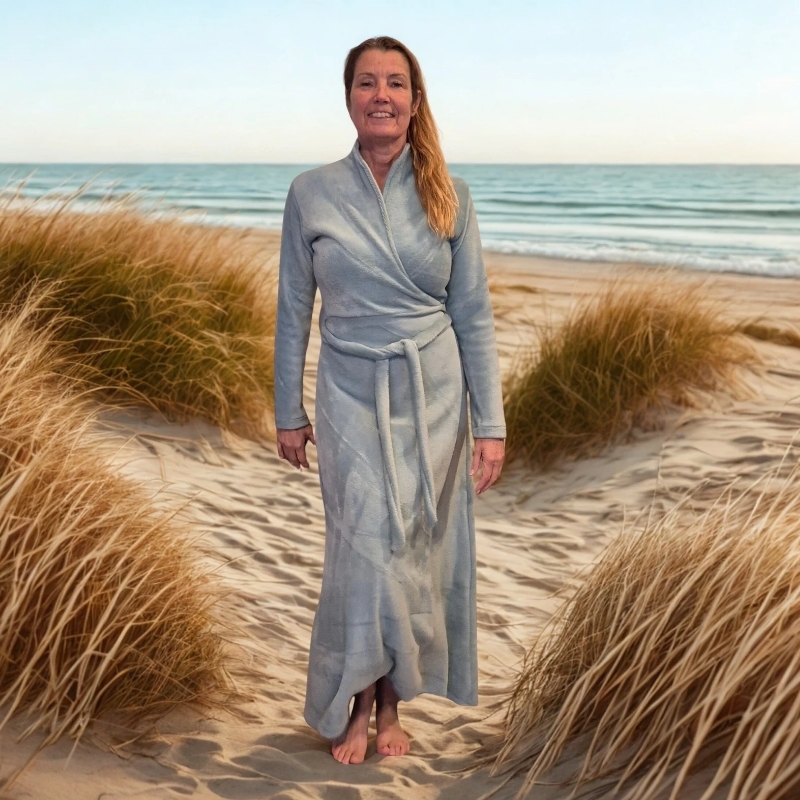 Maxi Wellnessjurk met opstaande kraag laatste stuks!